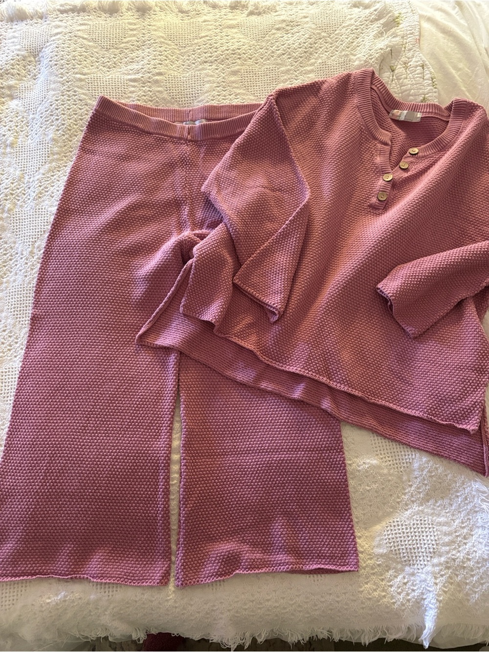 FREE PEOPLE Hailee Sweater Set loungewear size Large ROSIE Pink